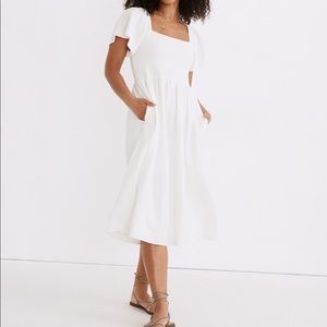 Madewell Lucie Smocked Midi Dress Linen XS